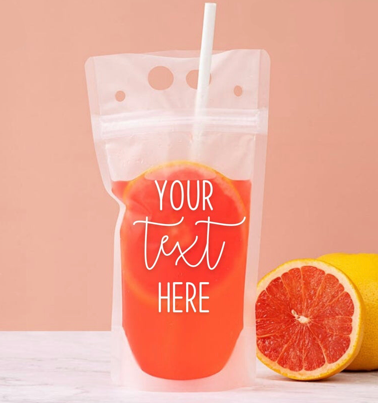 Personalized Reusable Drink Pouch With Straw Choose Your Saying, Add Your  Name, Make up Own Saying FREE SHIPPING 